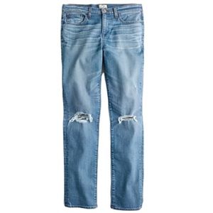 J. CREW Slim Broken In Boyfriend Light Wash Ripped Jeans